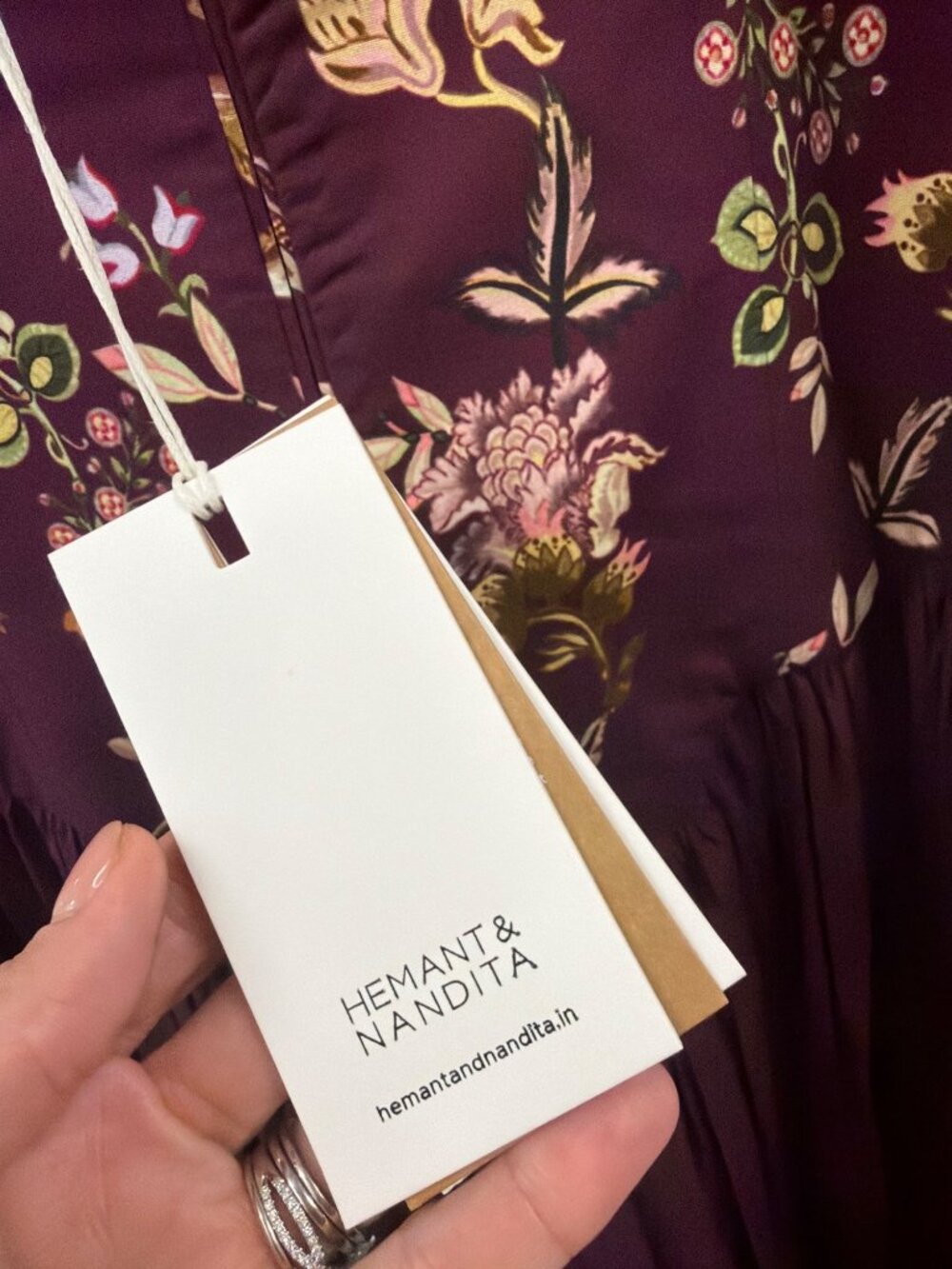 Hemant And Nandita Savi Maxi Dress Burgundy Floral Womens Size Small - Picture 9 of 11